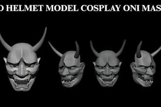 sculpt 3d mask 3dhelmet model cosplay mask 3d oni mask 3d amor for 3d printing