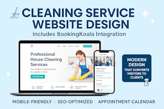 cleaning service website, office cleaning, house cleaning, booking koala website
