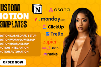 custom notion workflow setup notion dashboard, notion database, API integrate