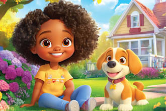 design african american children story book illustration
