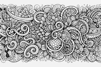 doodle art line art mural doodles hand drawn wall art decal illustration