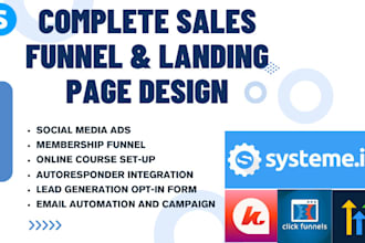 build high converting landing pages, sales funnels in systeme io or clickfunnel