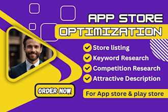 research and write aso optimization for your mobile app or web app or games