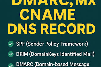 fix or setup spf, dkim, dmarc, mx, cname and dns records