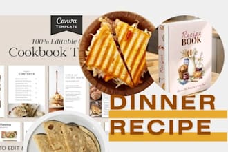 design cookbook recipe book recipe card or meal planner on canva