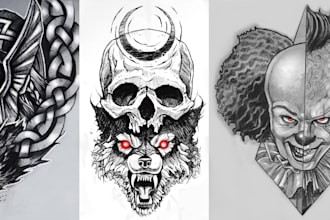 hand draw your tattoo design, sketch, linework or shading
