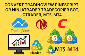 convert tradingview pinescript or ninjatrader tradecopier bot, ctrader, mt5, mt4