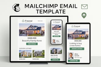 editable mailchimp email template, email campaign newsletter for real estate