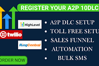 do a2p10dlc registration for twilio, gohighlevel, ringcentral bulk SMS marketing