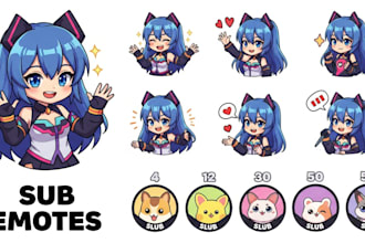 emotes twitch emotes twitch animated emotes sub badges vtuber chibi emotes