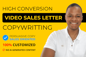 write video script and vsl copywriting for sales video