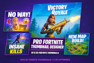 design eye catching fortnite youtube thumbnails for gaming videos and montages