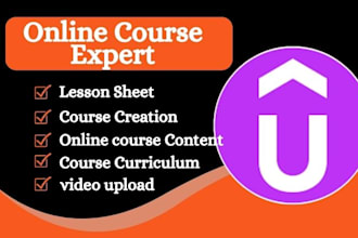 write online course content, curriculum, lesson sheets, udemy alison upload