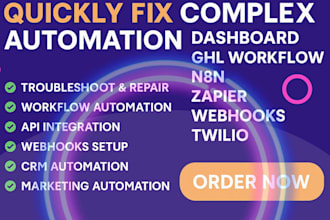 quickly fix complex automation dashboard ghl workflow n8n zapier webhook twilio