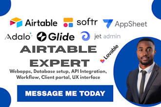 build airtable database softr website adalo glide  appsheet jetaadmin lovable