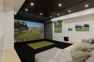 realistic golf room interior,playgrounds,mini golf center,golf course skp render
