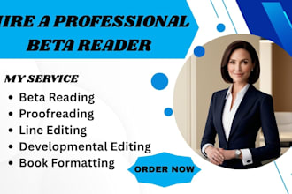 beta read, edit, and format your book or manuscript professionally