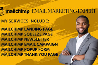 design mailchimp landing pages, squeeze pages, newsletter and email campaign