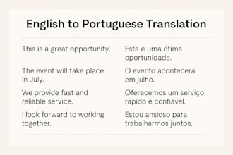 provide professional english to portuguese translations