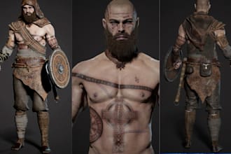 model realistic 3d game character sculpting rigging unreal engine, ue5, maya
