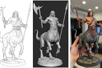 convert 2d to 3d model custom 3d character,  photograph into 3d printable model