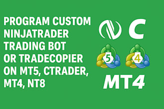 program custom ninjatrader trading bot or tradecopier on mt5, ctrader, mt4, nt8