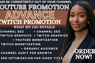 do advanced youtube video SEO ranking and twitch promotion for monetization