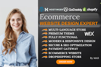 build hostinger bluehost godaddy ecommerce webshop shopify wix ecommerce website