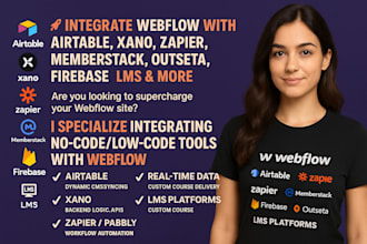 intergrate webflow website with airtable xano zapier memberstack payment gateway