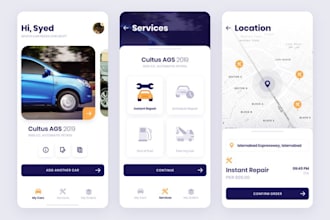 develop on demand car service booking app, car management app