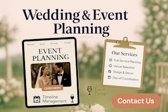 design a booking enabled website for event and wedding planners, wedding website