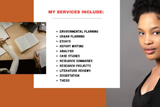 write urban and environmental planning case studies and data analysis