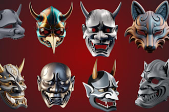 sculpt cosplay 3d mask 3d helmet halloween mask oni mask for 3d printing