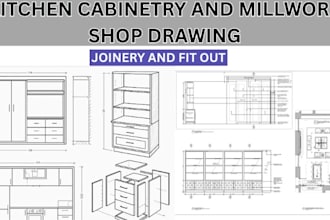 draft wardrobe kitchen cabinetry and millwork shop drawing, joinery and fit out