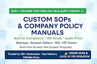 write sops and company policies for iso HR and business operations