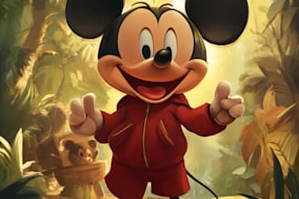 draw a portrait in disney cartoon illustration for gift