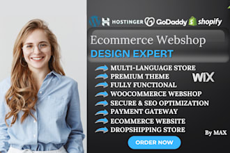 build online webshop ecommerce store using woocommerce wordpress, wix or shopify