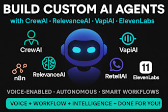 build ai agent with crew ai, relevance ai, vapi ai, retell ai, n8n, eleven labs