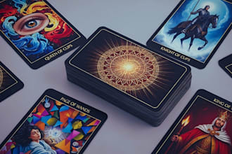 design custom tarot cards oracle illustrations and psychic board or card game