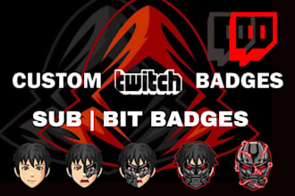 design custom twitch profile icons logo emotes panels banner and bit badges