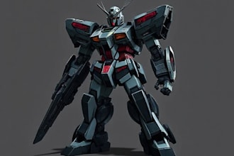 draw gundam, transformer, robot, armor, and mecha, concept