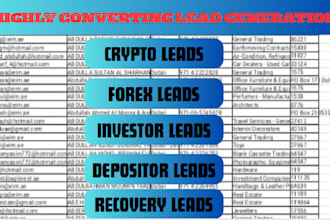 generate high quality live forex crypto leads, coinbase leads, binance lead