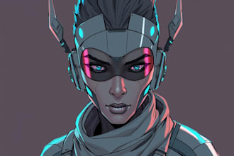 draw fantasy, sci fi, cyberpunk character art for you