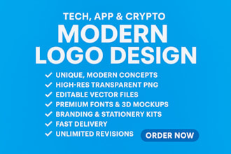 design modern logo for tech startups, crypto apps, and blockchain brands