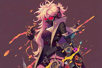 design cyberpunk and fantasy character splash art