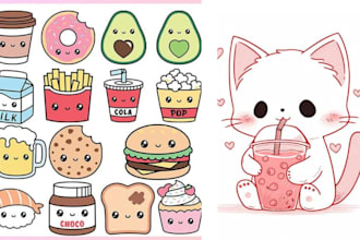 draw cute kawaii doodle chibi cartoon character illustration emoticons mascot