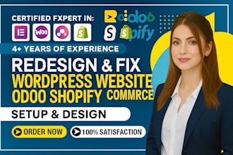 redesign fix wordpress website odoo shopify commerce setup online store design
