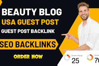 publish beauty blog article on USA sites with guest post backlink for SEO