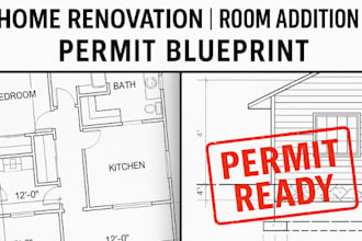 design home renovation, addition blueprint, and permit ready floor plans