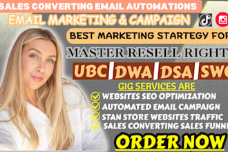 promote master resell rights dwa, dsa, ubc digital products with email marketing